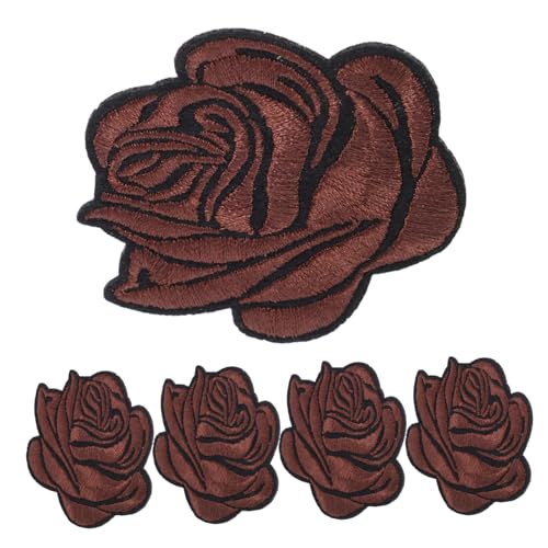Housoutil 5 Stück Rosenbeet Sticken Stickerei Kleidungsstück Patches Rosenapplikationen Patches Nähen Rosenflecken Blumenapplikationen Für Kleidung Geformt Kleidungsflicken Baumwolle von Housoutil
