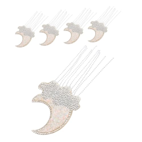 Housoutil 5 Stück Selbstklebende Mond Wolken-patches mit Quaste Strassbesetzt Hitzebeständig Dekorative Applikationen für Kleidung Taschen Handyhüllen DIY Reparatur und Verschönerung von Housoutil