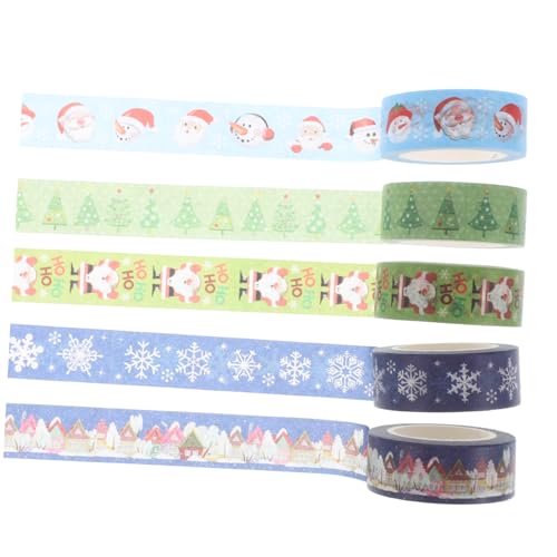 Housoutil 5 Stück Taschenband Weihnachten Dekoration Verpackung selbst Stichworte Name Heimwerkerbedarf für Handkonto Klebeband handgemachte Lieferungen Fotoalbumband Papier von Housoutil