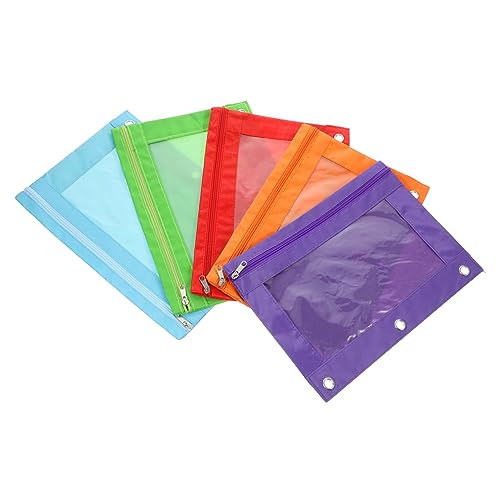 Housoutil 5 Stück Teiliges Binder aus Oxford mit Reißverschluss Dokumententaschen und Stiftetui für Studium Neon für Organisation von Unterlagen und Büromaterialien von Housoutil