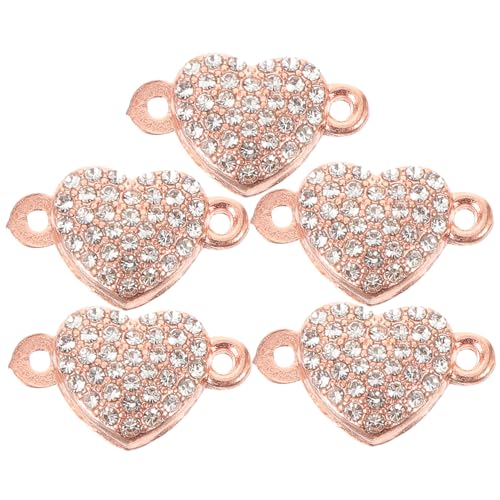 Housoutil 5 Stück Teiliges Herz Magnetverschluss Legierung für DIY Schmuck Eleganter Kettenverschluss mit Magnetdesign für Armbänder und Fußkettchen Roségoldfarben Langlebig und Einfach zu von Housoutil