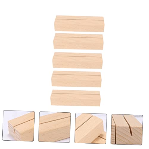 Housoutil 5 Stück Teiliges Holz Kartenhalter mit Stabilem Buchenholzsockel Langlebiger Desktop Memo und Visitenkartenhalter Vielseitig für Postkarten Notizen Fotos Geeignet für Büro Zuhause von Housoutil