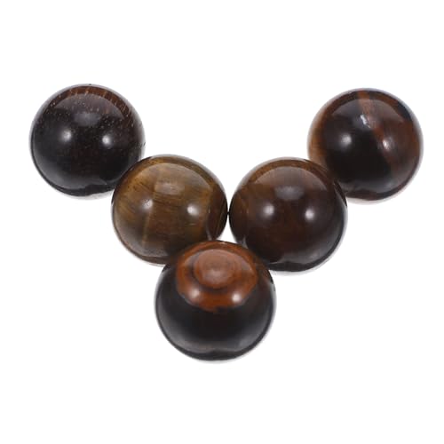 Housoutil 5 Stück Teiliges Tigerauge Natürliche Runde Glatte Kristallperlen ohne Loch Vielseitige Lose Schmucksteine für Halsketten und Armbänder DIY Authentische Edelstein-spacer-perlen von Housoutil