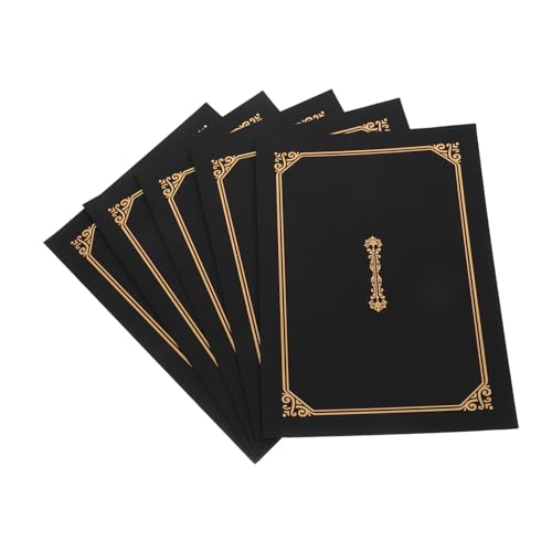 Housoutil 5 Stück Zertifikatshülle Hülle für den Zertifikatsinhaber Inhaber von Doppelinhaber schlank ordner dokumentenmappe rahmen getränke zertifikat a4 inhaber Award-Cover Papier Black von Housoutil