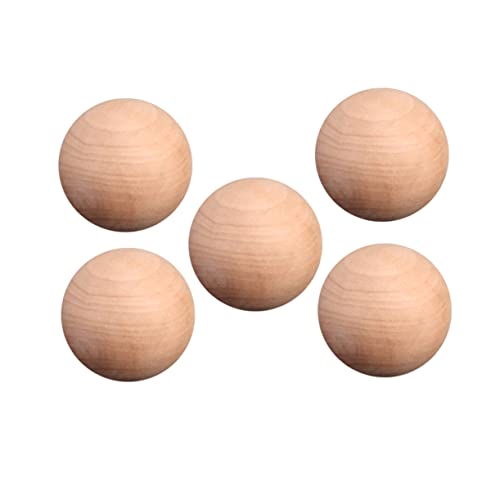 Housoutil 5 Stück zubehör holz selber machen Kugeln aus Hartholz unvollendet Dekorativ Ornamente Kind holzspielzeug holzspielsachen massive Holzkugel runde Kugel für Schmuckhandbuch Hölzern von Housoutil