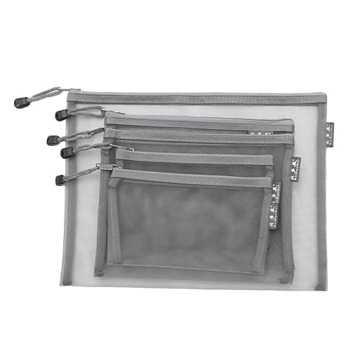 Housoutil 5 Stücke Reißverschluss Datei Tasche Dokumente Tasche Datei Ordner Tasche Mesh Datei Tasche Dokument Tasche Dunkelgrau von Housoutil