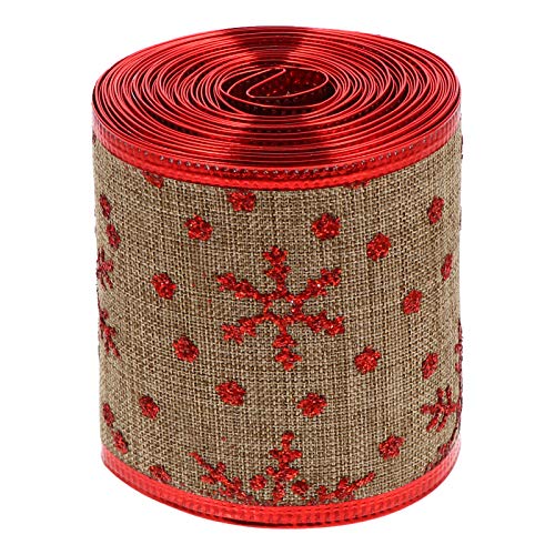 Housoutil 5 Weihnachtsband Bänder für Sackleinenband Wickelband Weihnachtsstoffbesatz geschenkband ribbon pailettenband weihnchtsdeko Haarschleife Band Bandband Hanfimitat von Housoutil