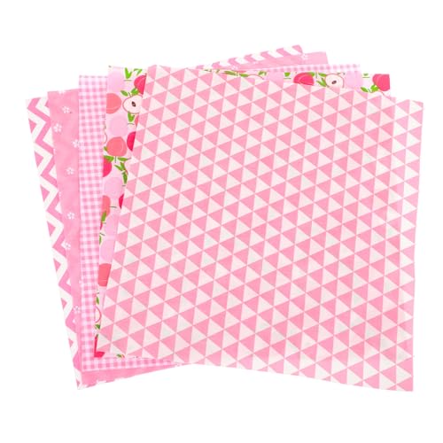 Housoutil 5-teiliges Blatt Nähstoffe Aus Patchworkstoff Quadrate Aus Baumwollstoff Decke Quilt Stoff Quadrate Lieferungen Quilten Steppstoff Stickerei Für Tuch Rosa Baumwolle von Housoutil