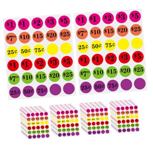 Housoutil 50 Blatt Preisaufkleber vorgedruckt ablösbare Preisschilder Etiketten Aufkleber Supermarktaufkleber Name angebot rundes Preisschild Flohmarktaufkleber mit Preisen Colorful von Housoutil