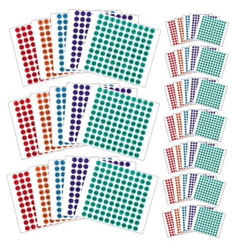 Housoutil 50 Blatt farbige Zahlenaufkleber, rund, selbstklebende Etiketten für Inventar, Klassenzimmer, Basteln, saubere Entfernung, Aufkleber zum Organisieren und Aufbewahren von Housoutil