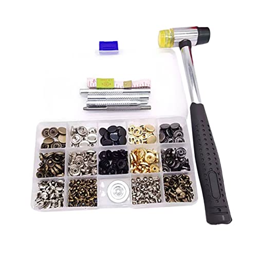 Housoutil 50 Sätze Snap Buttons Druckknöpfe mit Ledernieten und Montagewerkzeug für Diy Handwerk Geeignet für Kleidung Taschen Gürtel und Mehr von Housoutil