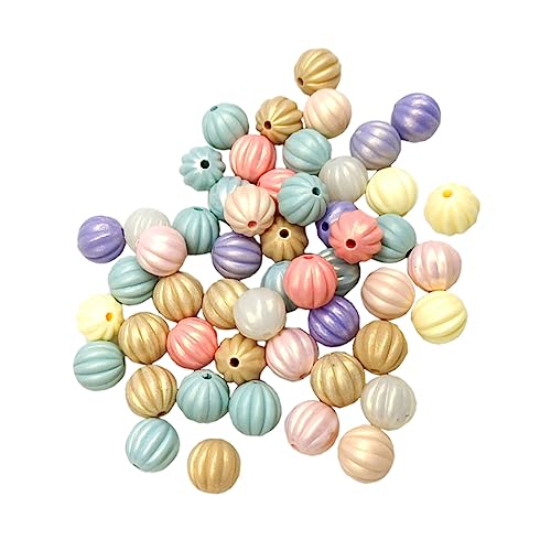 Housoutil 50 Stück Acryl Kürbisperlen Diy Spacer Perlen Rund für Schmuckherstellung Bunte Acrylrundenperlen für Armbänder und von Housoutil