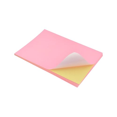 Housoutil 50 Stück Buntes Etikettpapier Rosa Drucken Farbig Aufkleberpapier Farbe Kleberdruckpapier Buntes Etikettenpapier Typenschild-aufkleber Selbstklebendes Druckpapier von Housoutil