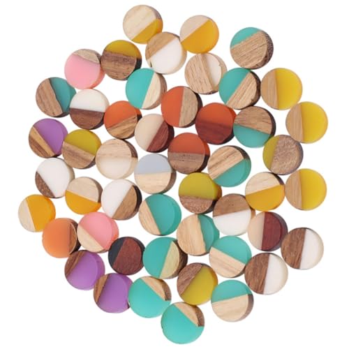 Housoutil 50 Stück Harzholzfurnier Schüttgut Perlen Reiz Urlaub Zubehör Texturiert Geometrie Kubisch Ästhetisch Charme Diy-schmuckanhänger Halskettenanhänger Schmuckharz-cabochons von Housoutil