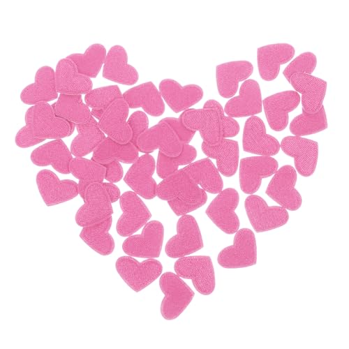 Housoutil 50 Stück Herz Bestickte Stoffflicken Dekor Aufnäher Aufnäher Stickflicken DIY Nähreparaturflicken Kleidung Stickflicken Rosa Polyesterrückseite Schmelzklebeverfahren von Housoutil
