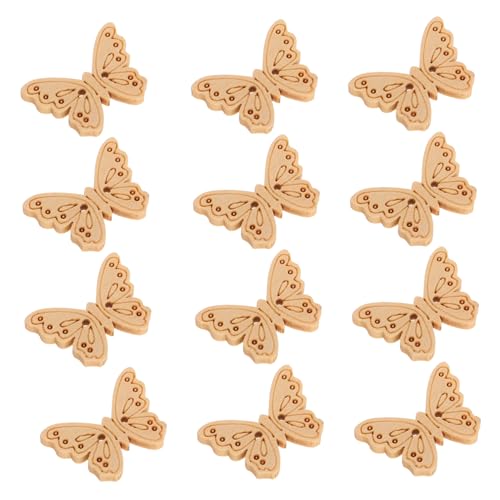 Housoutil 50 Stück Holzknöpfe Cartoon-Tier-Schaltflächen schmetterling handwerk Verschönerung Knöpfe zum Handwerk Nähen Tasten kleiner Mantelknopf Kleidungsersatzknopf Beige von Housoutil