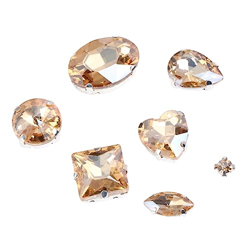 Housoutil 50 Stück Kristallklaue Nägel Charme für Nagelperlen Nagel Charms Fallen Kunststeine geformt Reize Kleid Wohnung Edelsteinverzierungen Nagelkunst-Edelsteine bunt Strasssteine Golden von Housoutil