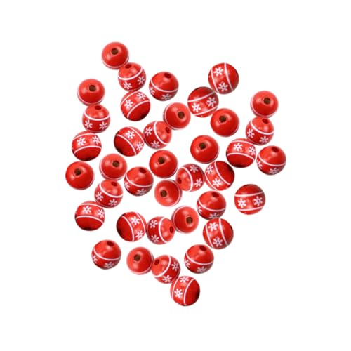 Housoutil 50 Stück Massives Holzarmbandschmuck weihnachtsbasteln weihnachts basteln dekoration weihnachten weihnachtadeko dekoringe DIY Girlande Holzperle lose Perlen für Schmuck hölzern von Housoutil