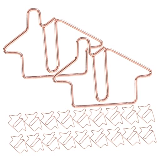 Housoutil 50 Stück Niedliche Metall Papierclips Hausform Vielseitige Büroklammern für Notizen Lesezeichen und Memo Clip Roségoldene Bürobedarf für Tägliche Organisation von Housoutil