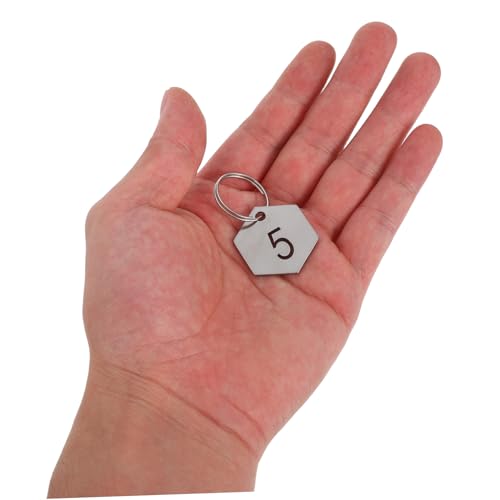 Housoutil 50 Stück Nummernschild Edelstahl - nummerierte ID-Tags Edelstahlnummern wichtige Kennungen Schlüsselanhänger Identifikatoren Metallanhänger mit Zahlen Rostfreier Stahl Silber von Housoutil