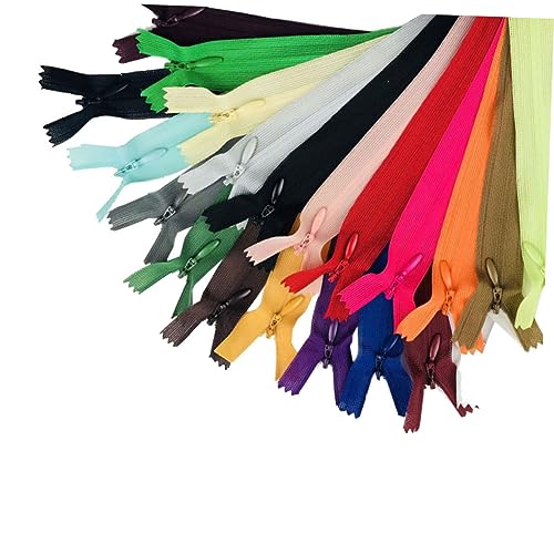 Housoutil 50 Stück Nylon Unsichtbare Reißverschlüsse Bunte Geschlossene Zipper für DIY Nähen Basteln Kleidung Tasche Zubehör von Housoutil