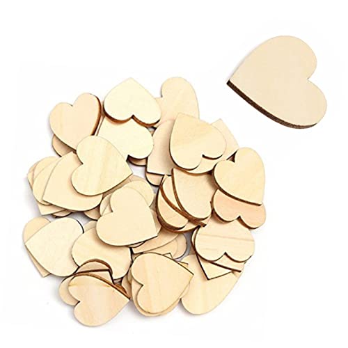 Housoutil 50 Stück Peach Heart Decoration Tablette ausgeschnitten Weihnachtsverzierung nähen Name Scrapbooking DIY -Holzscheiben Holzformen herzförmige Holzspäne Hölzern von Housoutil