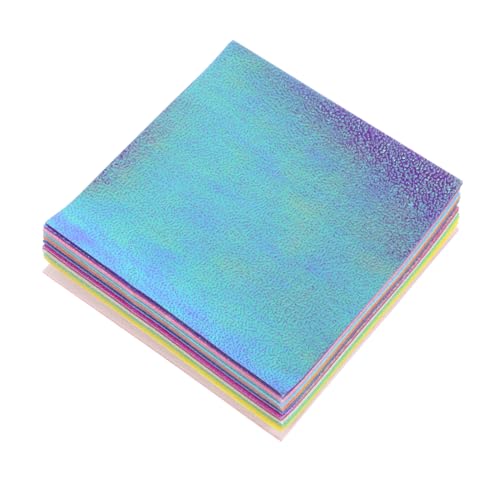 Housoutil 50 Stück Perlenpapier Origami Handwerk Farbig Funkelnd Basteln Origami-papiermasse Faltbar Doppelseitiges Origami -papier Falten Bunt Regenbogen Gefaltet Mylar von Housoutil