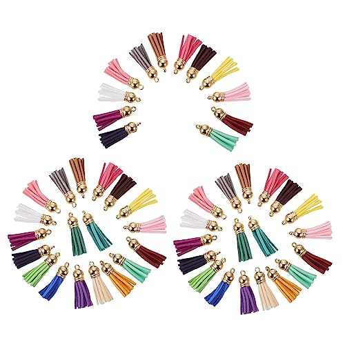 Housoutil 50 Stück Quasten-anhänger Aus Leder Schlüssel Dekorativ Mini Stichworte Diy Zubehör Diy -schmuckzubehör Taschenquastenverzierungen Handgefertigtes Material Colorful Legierung von Housoutil