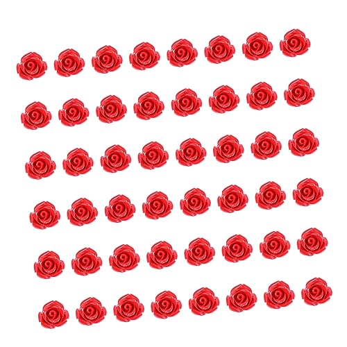 Housoutil 50 Stück Rote Rosenperlen für Diy Schmuckherstellung Lose Harzperlen für Armbänder und Kreative Bastelprojekte für Designs von Housoutil