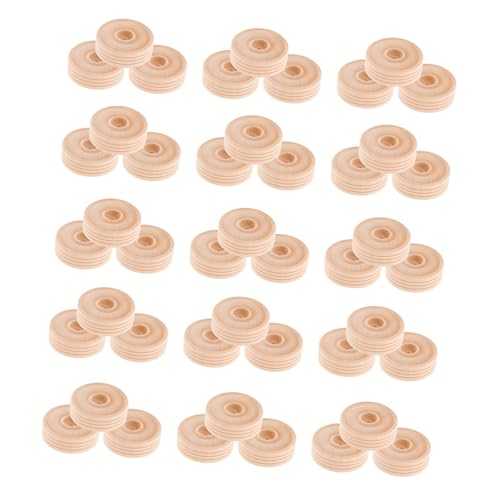 Housoutil 50 Stück Runde Holzräder aus Massivem Holz Langlebige DIY Spielzeugzubehör Kleine Bastelräder für Geeignet für Modellbau und Kreative Handarbeiten von Housoutil