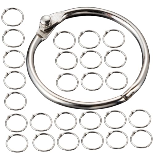 Housoutil 50 Stück Schlüsselanhänger Aus Metall Schlüsselringe Runden Ordnerringe Schlüsselbund Klein Schlüsselband Bindemittel Binder-clip-kreis Groß Lose Buchbinderinge Silver von Housoutil