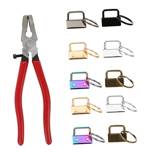 Housoutil 50 Stück Schlüsselanhänger Fob mit Zangen für Diy Schlüsselringe und Handgelenkarmbänder Hochwertige Metallklemmen Farben für Kreative Bastelprojekte von Housoutil