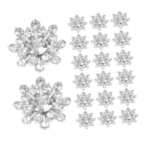 Housoutil 50 Stück Schneeflocken Knöpfe Strass Schmucksteine zum Aufnähen Silberne Metallknöpfe mit Funkelndem Schneeflocken-motiv für Winterbekleidung DIY Basteln Textilverzierung von Housoutil