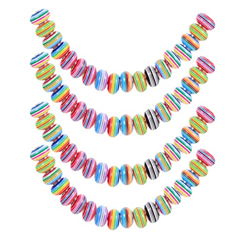 Housoutil 50 Stück Teiliges Bunte Große Lochperlen mit Regenbogenstreifen für Diy Armbänder und Schmuckzubehör Kreative Bastelperlen Langlebigem Harz für Kunsthandwerk von Housoutil