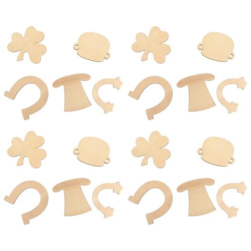 Housoutil 50 Stück Teiliges St Patrick's Day Holzplättchen Unfertige DIY Holzscheiben für Basteln Dekoration und Handmalerei Kleine Holzanhänger für Geschenklabel Hänger und Festliche von Housoutil