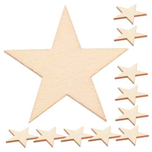 Housoutil 50 Stück Unbehandelte Holzsterne Präzise Holz ausschnitte für DIY Bastelarbeiten Kreative Holzdeko für Party Hochzeitsdekoration von Housoutil