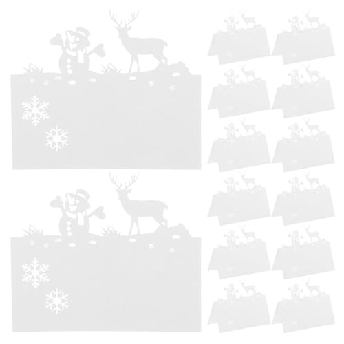 Housoutil 50 Stück Weihnachtsplatzkarten, Rentier und Schneemann Ausstanzung Papier Tischkarten, 10 x 8,4 x 5 cm, weiß, für festliche Tischdekorationen und Weihnachtsessen Housoutil 50 Stück Weihnachtsplatzkarten, Rentier und Schneemann Ausstanzung Papier Tischkarten, 10 x 8,4 x 5 cm, weiß, für festliche Tischdekorationen und Weihnachtsessen von Housoutil