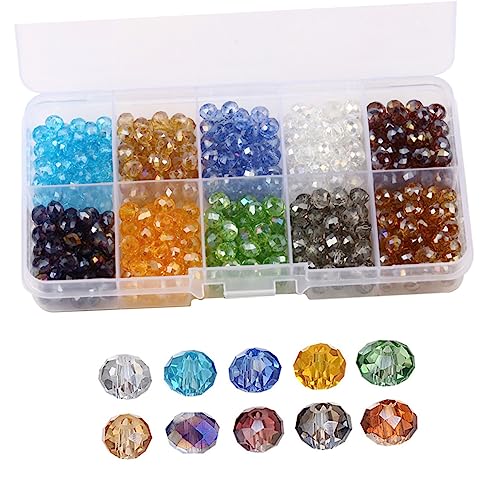 Housoutil 500 Stück Briolette Perlen Farben Kristallperlen im Aufbewahrungsbox für Diy Schmuckherstellung Armbänder und Ohrringe von Housoutil