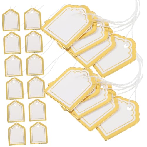 Housoutil 500 Stück Leeres Etikett Zum Aufhängen Weiß Schmuck Schild Etiketten Fan-shop Anzeige Registerkarten Schreibbar Einzelhandel Hängend Ohrringkarten Warenanhänger Papier Golden von Housoutil