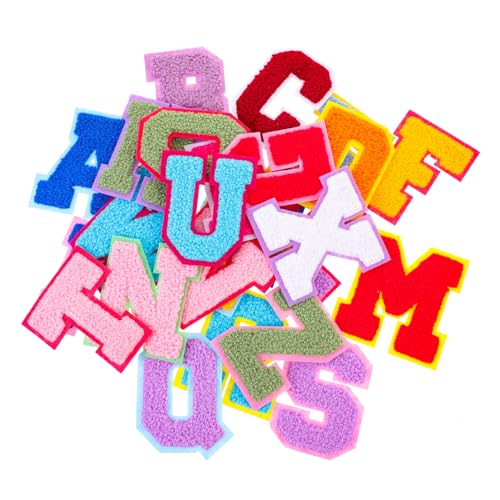 Housoutil 52 Stück Buchstaben-patch Kleidung Nähen Stoff Brief Flecken Jacke Der Patch Kleider Gestickte Aufnäher Buchstabenflicken Aufbügeln Flicken Buchstaben Aufbügeln Handtuchstickerei von Housoutil