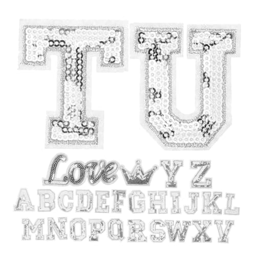 Housoutil 56 Stück Buchstaben Stickerei Aufnäher Zum Aufbügeln Bachelorette Patches Für Hüte Aufbügler Für Jeans Pailletten Buchstaben Patches Pailletten Aufbügler Silberfarbenes von Housoutil