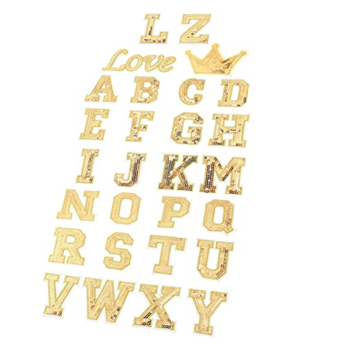 Housoutil 56 Stück Pailletten Alphabet Aufnäher Bügel Patches für Kleidung Diy Bastelprojekte Vielseitig Einsetzbar für Jacken Jeans Taschen Sicher und Langlebig Flicken von Housoutil