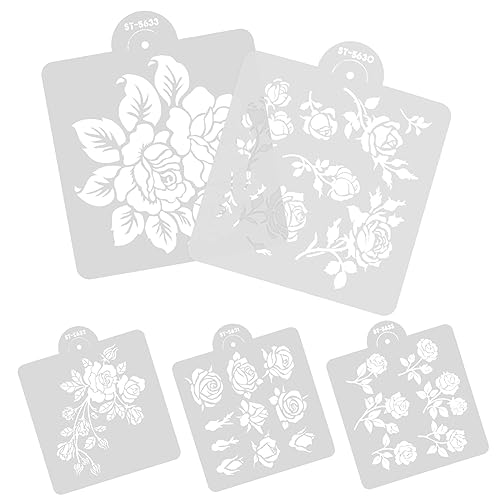 Housoutil 5Blätter Rosenmotiv Schablonen Wiederverwendbare Schablonen Für Handwerk Journal Und Zeichnungen Vielseitige Vorlagen Langlebigem Pet Material Für Projekte Housoutil 5Blätter Rosenmotiv Schablonen Wiederverwendbare Schablonen Für Handwerk Journal Und Zeichnungen Vielseitige Vorlagen Langlebigem Pet Material Für Projekte von Housoutil