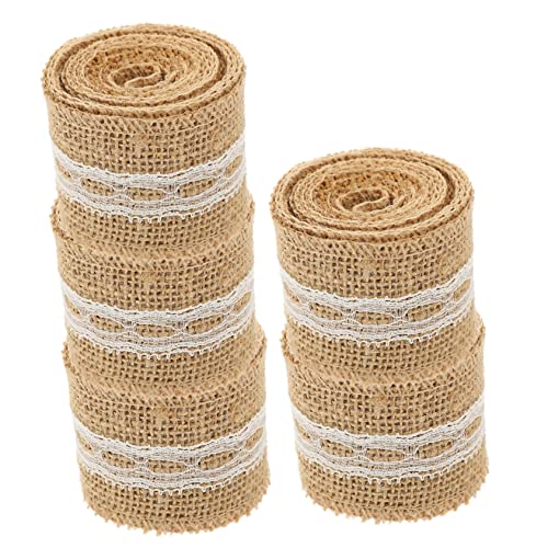 Housoutil 5Rollen Dekorative Jute Bänder Handgefertigtes Geschenkband Für DIY Hochzeiten Partys Verschleißfest Und Individuell Zuschneidbar Für Tischdekoration von Housoutil