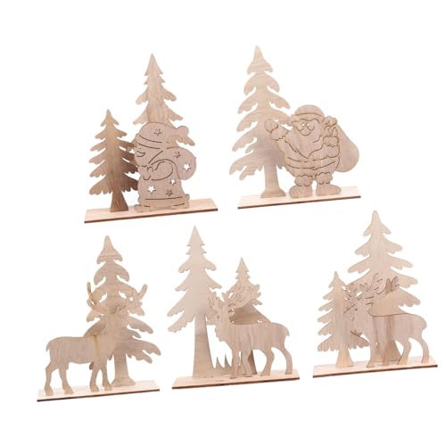 Housoutil 5Stücke Weihnachts Tischdekoration Holzfiguren Festliche Familien Tischdeko Für Weihnachten DIY Weihnachtsdeko Für Partys Und Festliche Anlässe von Housoutil