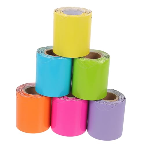 Housoutil 6 Rollen Bordüre Pinnwand Dekorative Bordüren Gestanzte Pinnwand Bordüre Sackleinen Kordel Bordüre Whiteboards Ausschnitthalter Tafelfliesen Kalender Tableau Türkis Klammerpapier von Housoutil