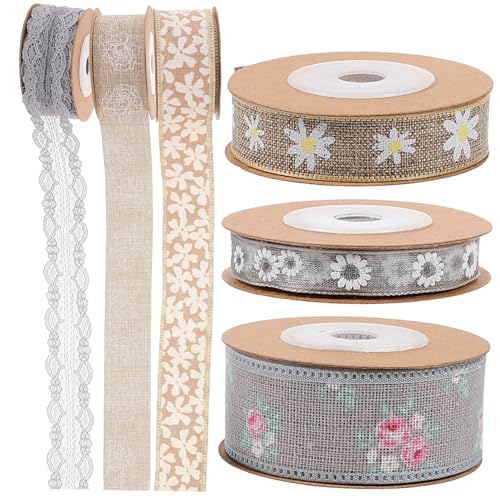 Housoutil 6 Rollen Geschenkband Dekorationsband Vielseitig Einsetzbar für Geschenkverpackung Bastelarbeiten und Partydekorationen Verschiedenen Designs für Projekte und Überraschungen von Housoutil