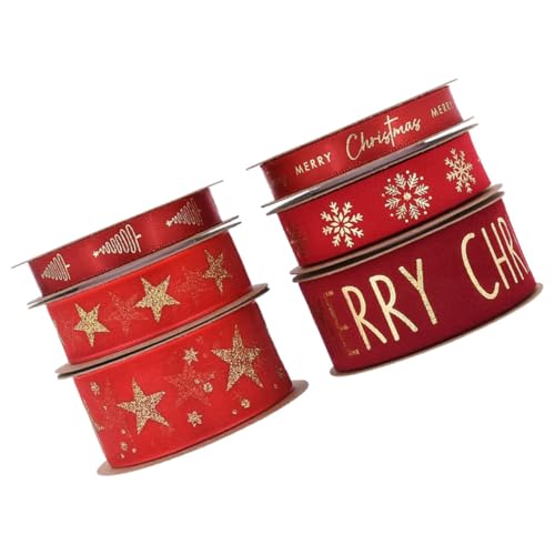 Housoutil 6 Rollen Rotes Satinband mit Goldener Folienverzierung Breites Transparentes Glitzer Meshband Festliches Geschenkband für Weihnachtsdekoration Obstgeschenkbox DIY Weihnachtsbasteln Housoutil 6 Rollen Rotes Satinband mit Goldener Folienverzierung Breites Transparentes Glitzer Meshband Festliches Geschenkband für Weihnachtsdekoration Obstgeschenkbox DIY Weihnachtsbasteln von Housoutil