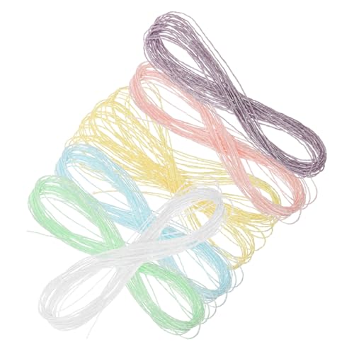 Housoutil 6 Rollen Schnur Glitzer Stickgarn Armband Set Kreuzstich Goldenes Stickgarn Bunte Nähfäden Fäden Metallisches Sticktwist Nähzubehör Polyester von Housoutil