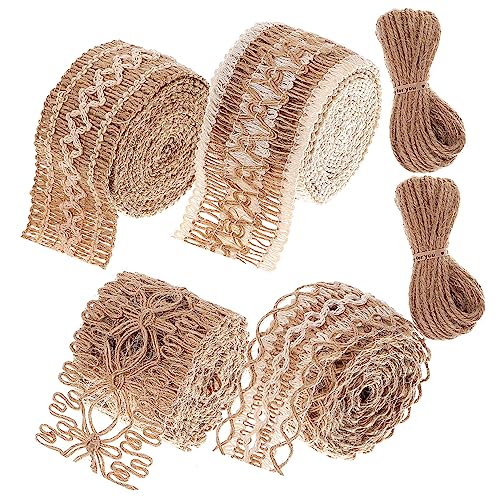 Housoutil 6 Rollen Spitzenband Zur Dekoration Spitzenband Selber Machen Juteband Zur Dekoration Juteband Mit Spitze Natürliches Juteband Leinenband Aus Spitze Vintage Juteband Hanfseil von Housoutil